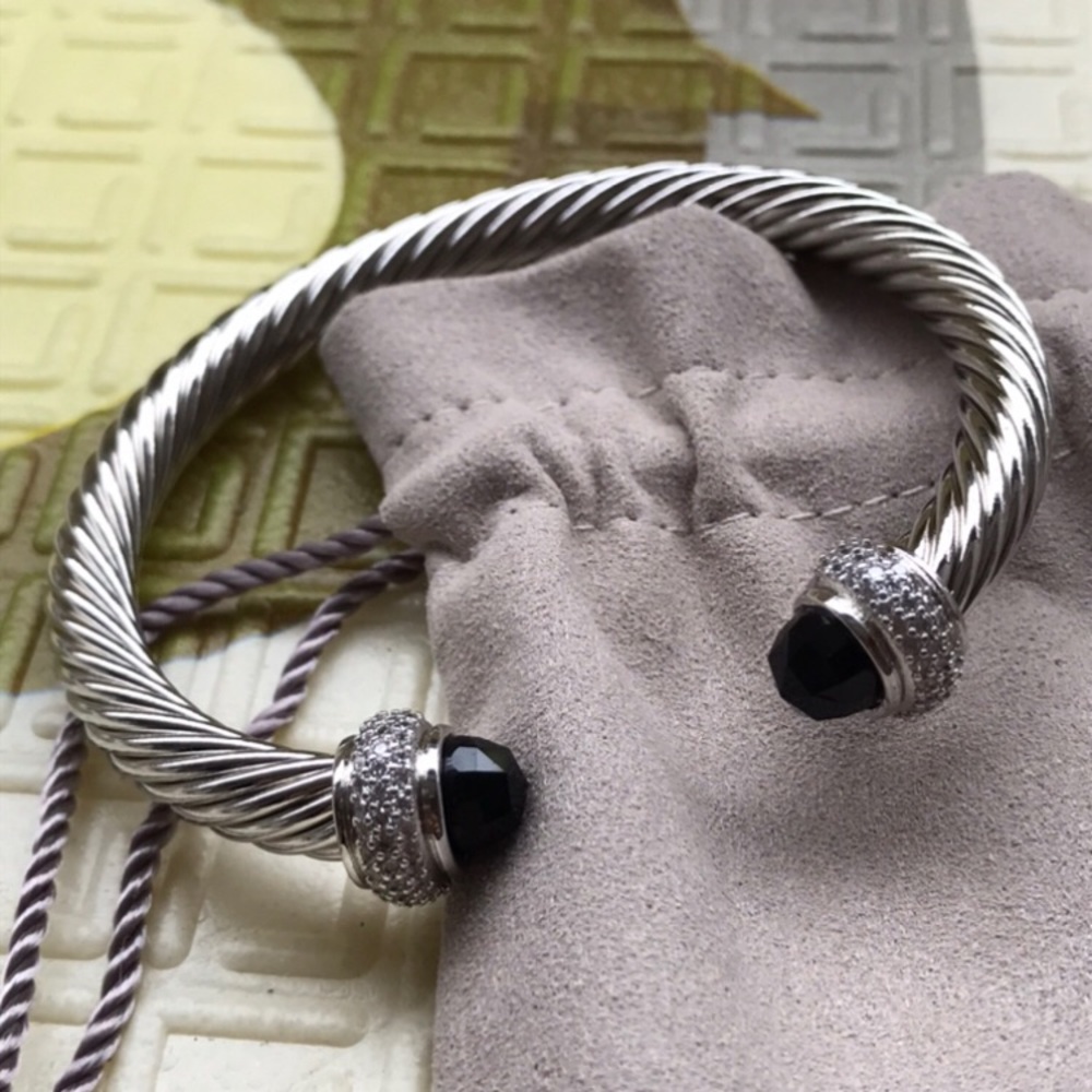 💫David Yurman💫Black Onyx Bracelet w Diamonds /7mm